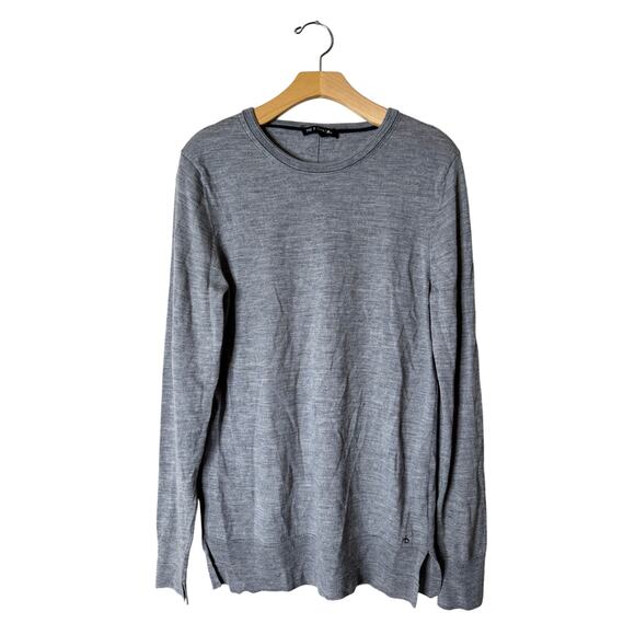 Rag & Bone Small Gray Marl Merino Wool Crew Neck Lightweight Tunic Sweater - Picture 1 of 9
